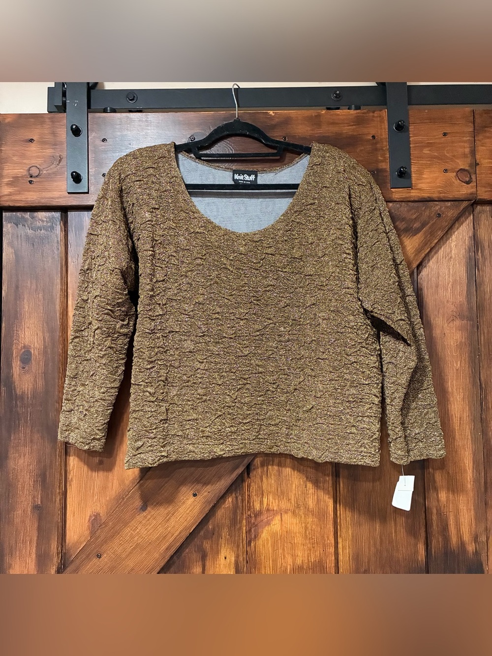 New Vintage Knit Stuff gold sparkle top with shoulder pads